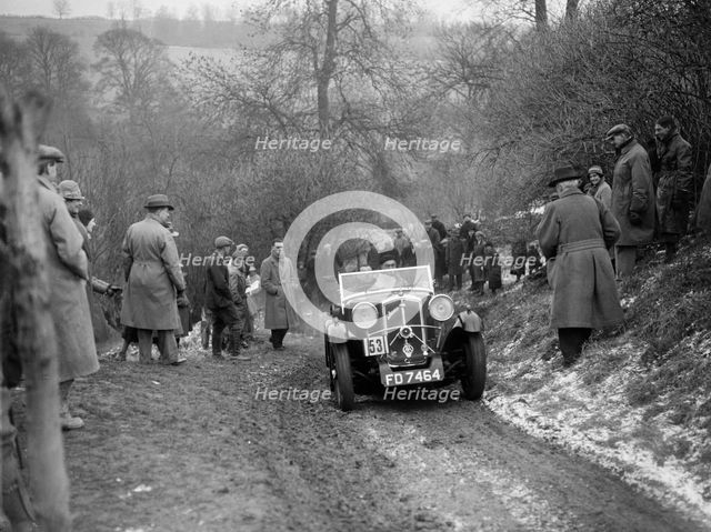Wolseley Jensen Hornet Special of TK Crawford at the Sunbac Colmore Trial, Gloucestershire, 1933. Artist: Bill Brunell.