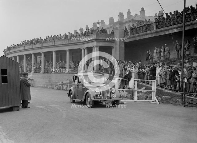 Wolseley of J Malkin competing in the Blackpool Rally, 1936. Artist: Bill Brunell.