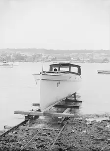 Wolseley motor launch on slipway, 1914. Creator: Kirk & Sons of Cowes
