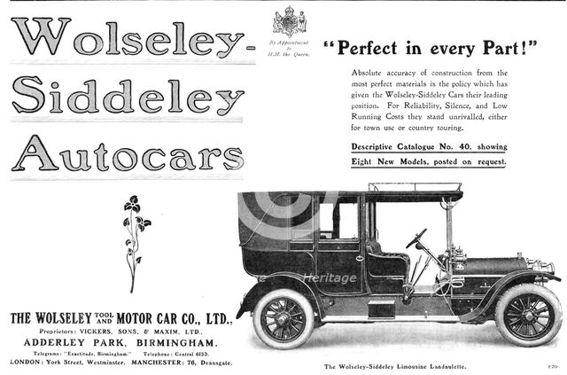 Wolseley-Siddeley Autocars - "Perfect in every Part!”, 1909. Creator: Unknown.