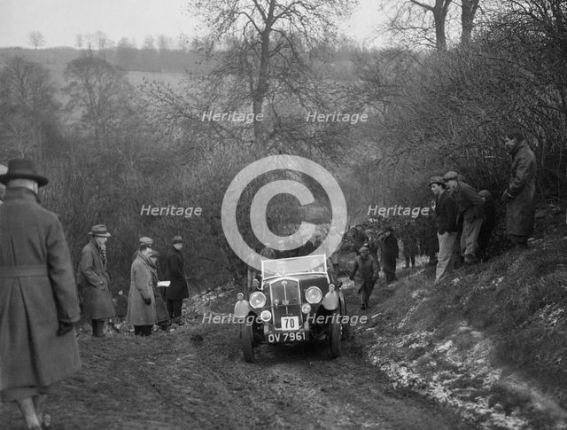 Wolseley Patrick Hornet Special of TL Langford at the Sunbac Colmore Trial, Gloucestershire, 1933. Artist: Bill Brunell.