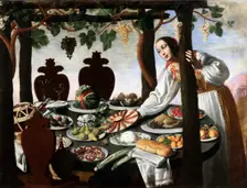 Woman covering the table, Mid of 1600s