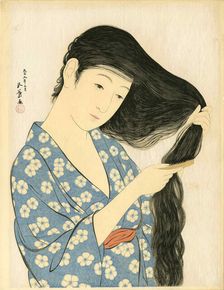 Woman Combing Her Hair, 1920. Creator: Hashiguchi, Goyo (1881-1921)