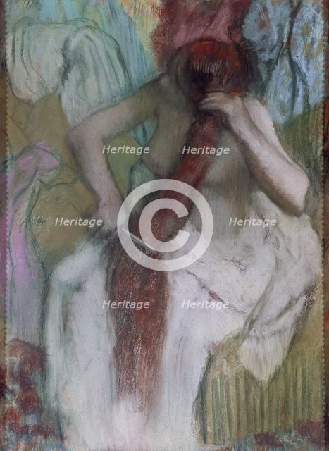  'Woman combing', Painted between 1887 and 1890 by Edgar Degas.