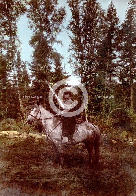 Woman Construction School Trainee at Work in Tomsk Province, 1906-1908. Creator: Dorozhno-Stroitel'nyi Otdel.