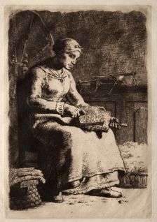 Woman Carding. Creator: Jean-François Millet (French, 1814-1875)