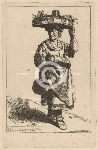 Woman Carrying a Basket. Creator: Cornelis Bega.