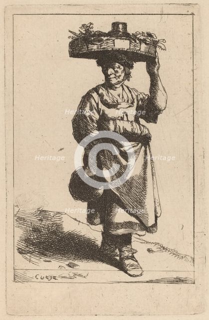 Woman Carrying a Basket. Creator: Cornelis Bega.