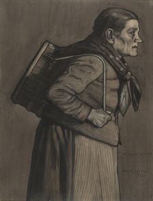 Woman Carrying a Milk Cask, 1902. Creator: Juho Rissanen