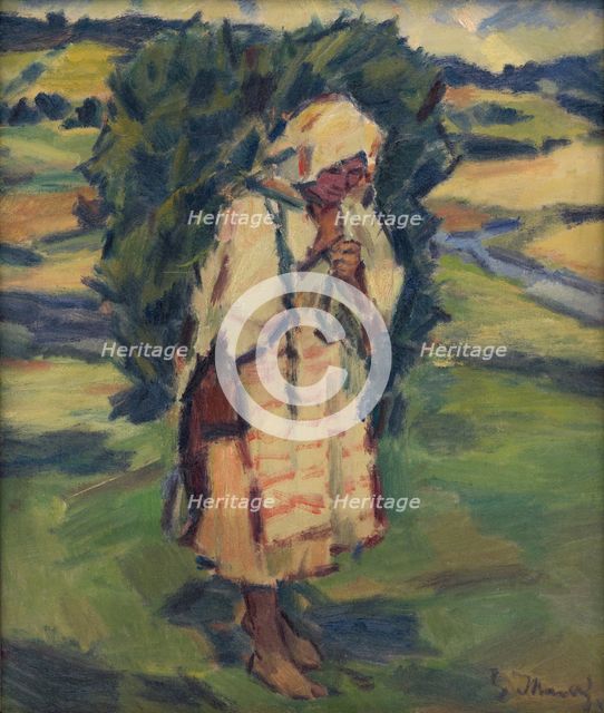 Woman Carrying a Sack, 1936-1938. Creator: Gustav Mally.