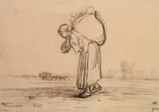 Woman carrying a Sack on her Back, c1851-1855. Artist: Jean Francois Millet