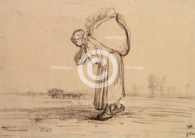 Woman carrying a Sack on her Back, c1851-1855. Artist: Jean Francois Millet.