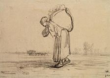 Woman carrying a Sack on her Back, c1851-1855. Artist: Jean Francois Millet