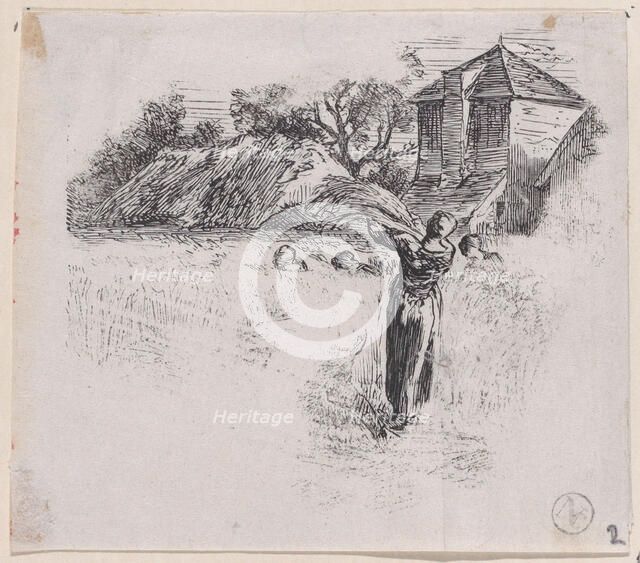 Woman Carrying Sheaf, ca. 1853. Creator: Charles Emile Jacque.