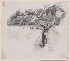 Woman Carrying Sheaf, ca. 1853. Creator: Charles Emile Jacque