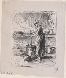 Woman Churning, ca. 1850-59. Creator: Jacques-Adrien Lavieille