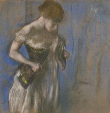 Woman Clasping Her Corset, ca. 1883. Creator: Degas, Edgar (1834-1917)