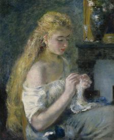 Woman Crocheting, c1875. Creator: Pierre-Auguste Renoir