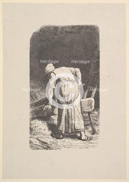 Woman Cutting Wheat, 1853. Creator: Jacques-Adrien Lavieille.