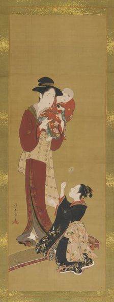 Woman, a baby and a young girl, 1726-1868. Creator: Shunsho