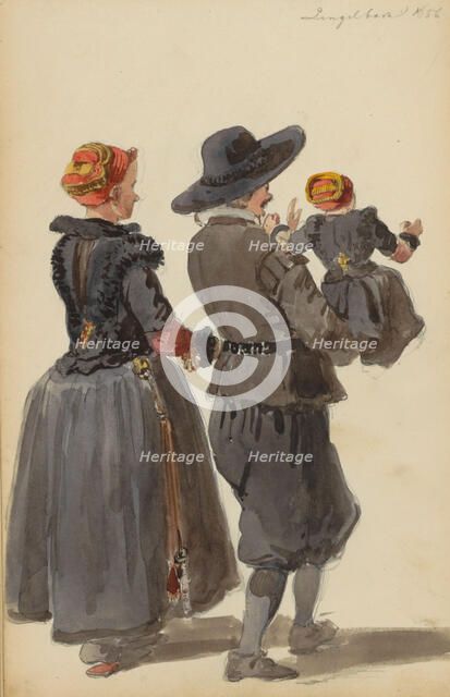 Woman and man with child, c. 1846-c. 1882. Creator: Cornelis Springer.