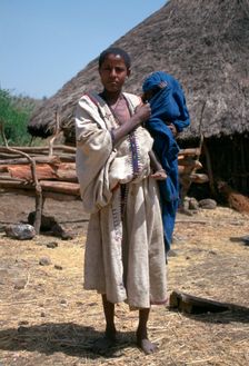 Woman and baby in a village near the Blue Nile Falls, Ethiopia. Creator: Vivienne Sharp