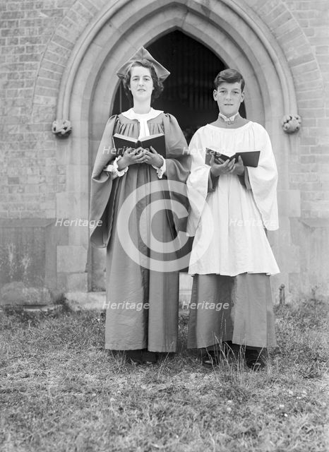 Woman and boy chorister, (Isle of Wight?), c1935. Creator: Kirk & Sons of Cowes.