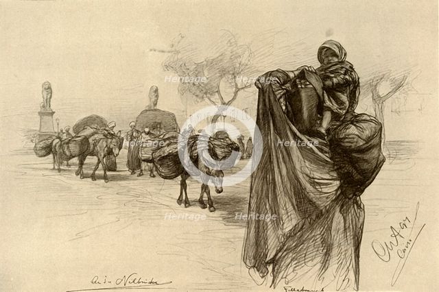 Woman and child near the Kobri el Gezira Bridge, Cairo, 1898. Creator: Christian Wilhelm Allers.