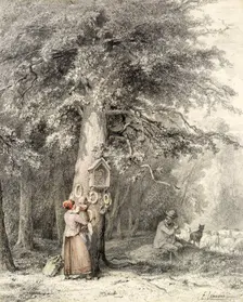 Woman and Child at a Shrine, 1865. Creator: Théophile-Victor-Émile Lemmens