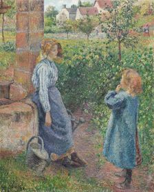 Woman and Child at the Well, 1882. Creator: Camille Pissarro