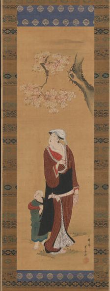 Woman and Child under a Cherry Tree, late 18th-early 19th century. Creator: Utagawa Toyohiro