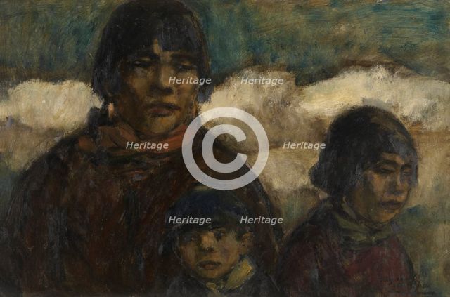 Woman and Children at the Harbour, c1920s. Creator: Eugeen Van Mieghem.