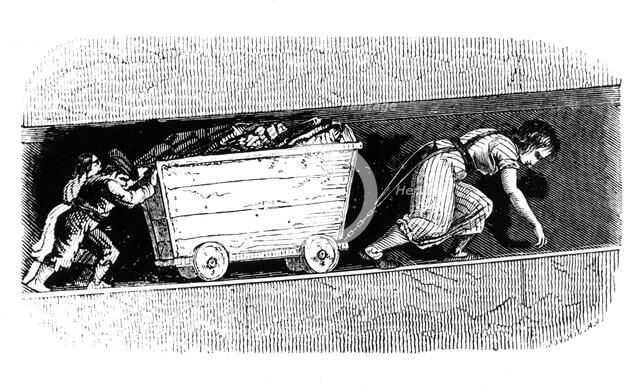 Woman and children coal 'putters', Mid and East Lothian, Scotland, c1848. Artist: Unknown