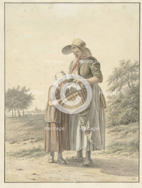 Woman and girl on a country road, 1788-1849. Creator: Johan Christiaan Willem Safft.
