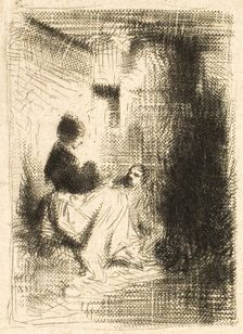 Woman and her Children, c. 1843. Creator: Charles Emile Jacque