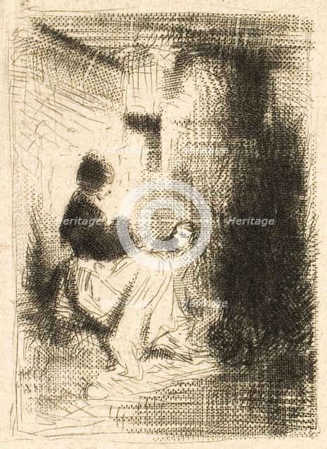 Woman and her Children, c. 1843. Creator: Charles Emile Jacque.