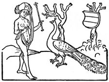 Woman and peacock, 1475 (1964). Artist: Anon