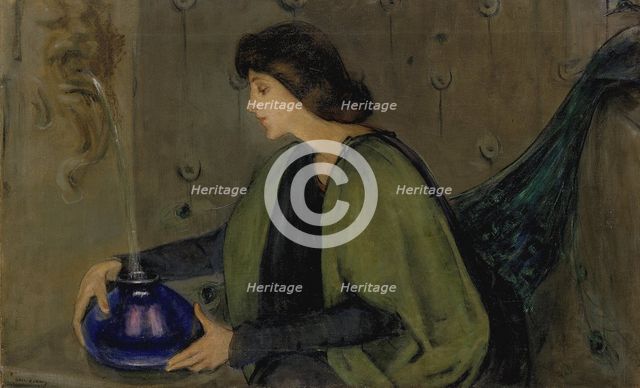 Woman and Peacock, ca. 1900. Creator: Alice Pike Barney.