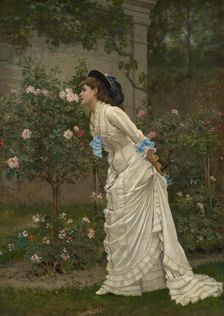 Woman And Roses, 1879. Creator: Auguste Toulmouche