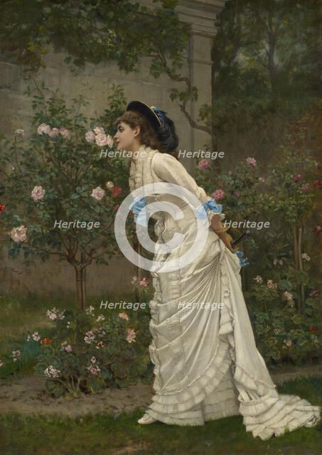 Woman And Roses, 1879. Creator: Auguste Toulmouche.