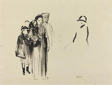 Woman and Two Children with German Soldiers, c. 1914/1919. Creator: Jean Louis Forain