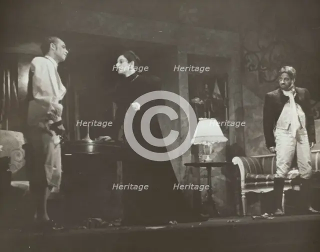 Woman and two men, standing, 1938. Creator: Unknown.