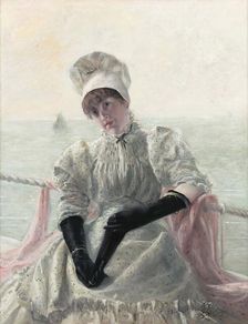 Woman Aboard a Yacht, 1881. Creator: Blanche, Jacques-Émile (1861-1942)