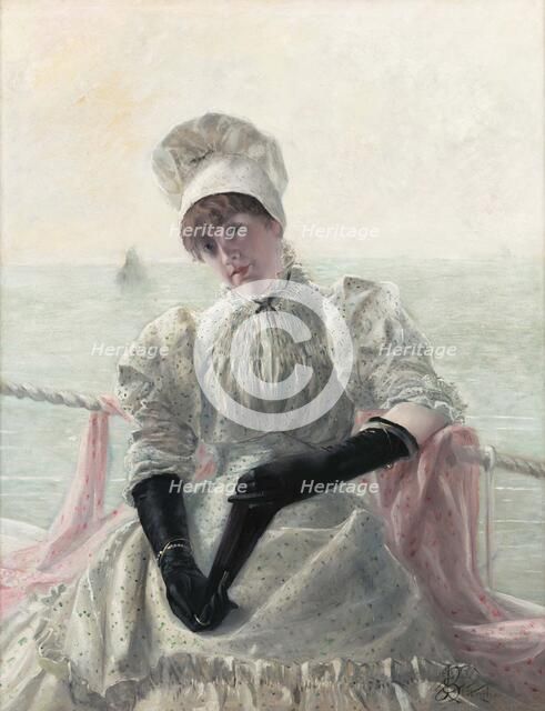 Woman Aboard a Yacht, 1881. Creator: Blanche, Jacques-Émile (1861-1942).