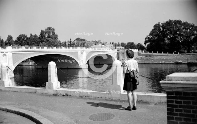 Woman admiring Hampton Court Bridge, London, c1945-c1965. Artist: SW Rawlings