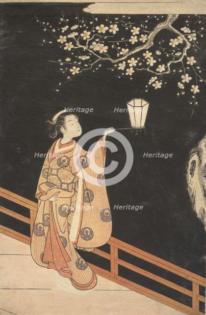Woman Admiring Plum Blossoms at Night. Creator: Suzuki Harunobu.