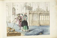 Woman (Aeltien?) standing next to death in St Michael's Church, Zwolle, c.1671. Creator: Gesina ter Borch