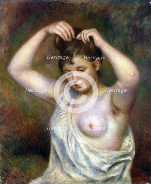 'Woman Arranging her Hair', 1887.  Artist: Pierre-Auguste Renoir