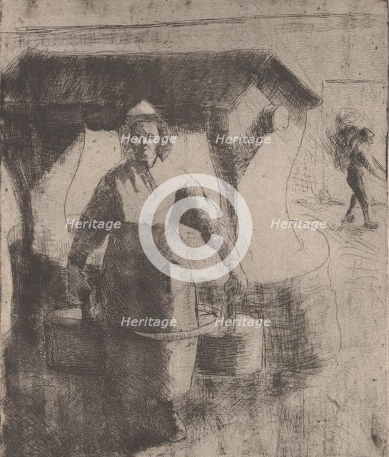 Woman at a Well, 1891. Creator: Camille Pissarro.