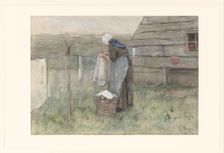 Woman at a clothesline, 1848-1888. Creator: Anton Mauve